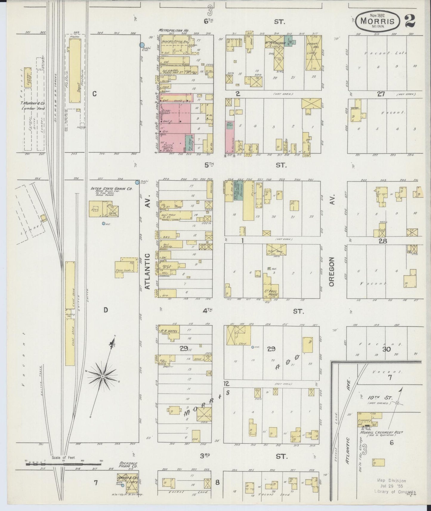 Sanborn Fire Insurance Map from Morris, Stevens County, Minnesota (1892), Sheet #0002 - Historic Sanborn Fire Insurance Map Print, vintage old map wall art, antique decor, genealogy gift, Minnesota Minnesota map