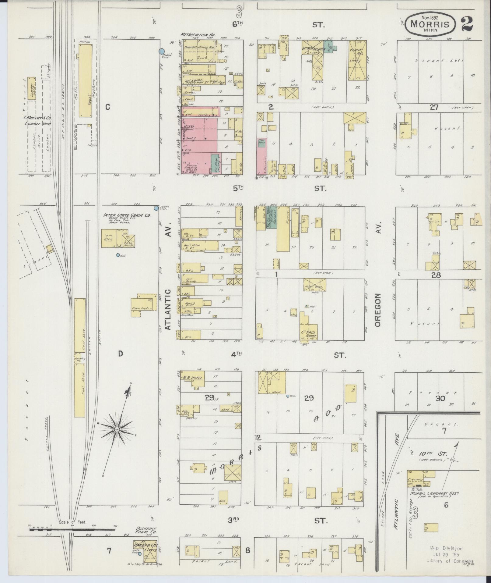 Sanborn Fire Insurance Map from Morris, Stevens County, Minnesota (1892), Sheet #0002 - Historic Sanborn Fire Insurance Map Print, vintage old map wall art, antique decor, genealogy gift, Minnesota Minnesota map