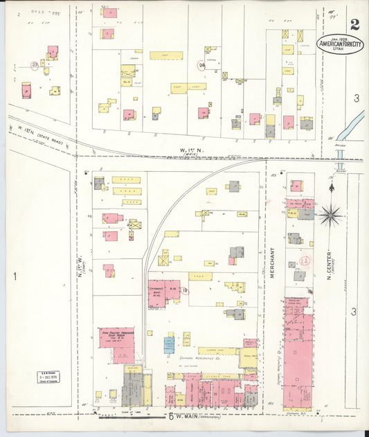 Sanborn Fire Insurance Map from American Fork, Utah County, Utah (1938), Sheet #0002 - Historic Sanborn Fire Insurance Map Print, vintage old map wall art, antique decor, genealogy gift, American Fork Utah map