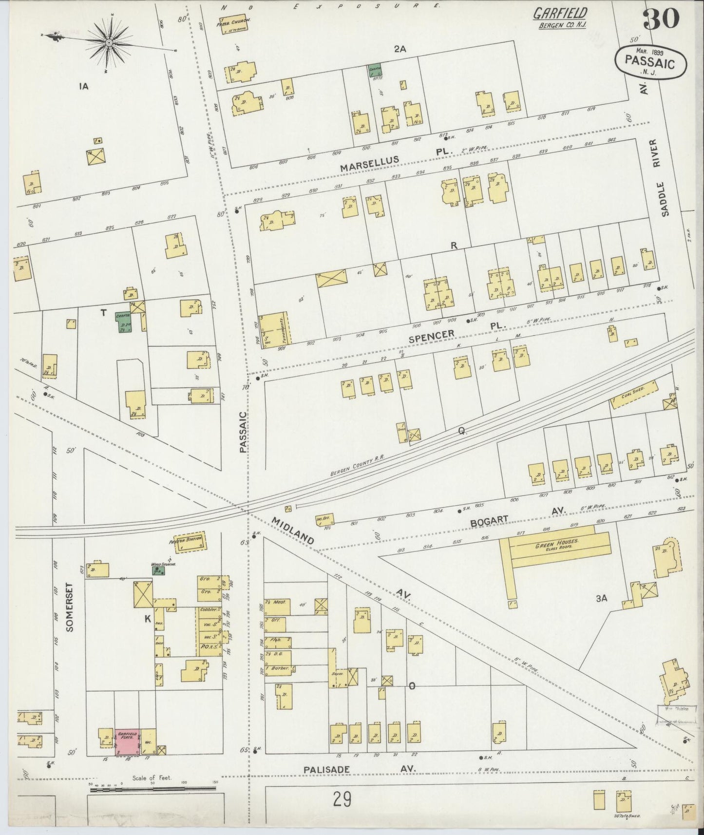Sanborn Fire Insurance Map from Passaic, Passaic County, New Jersey (1899), Sheet #0030 - Complete Map Set gallery image, historic Sanborn map, vintage wall art, New Jersey New Jersey