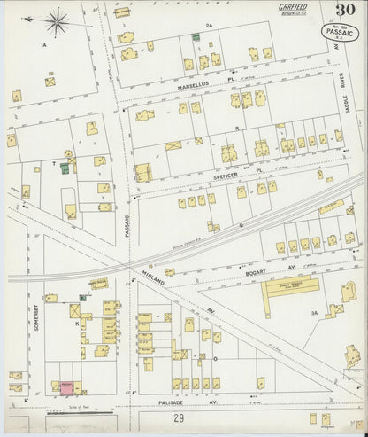 Sanborn Fire Insurance Map from Passaic, Passaic County, New Jersey (1899), Sheet #0030 - Complete Map Set gallery image, historic Sanborn map, vintage wall art, New Jersey New Jersey