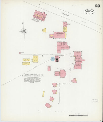 Sanborn Fire Insurance Map from Raleigh, Wake County, North Carolina (1903), Sheet #0029 - Historic Sanborn Fire Insurance Map Print, vintage old map wall art, antique decor, genealogy gift, North Carolina North Carolina map