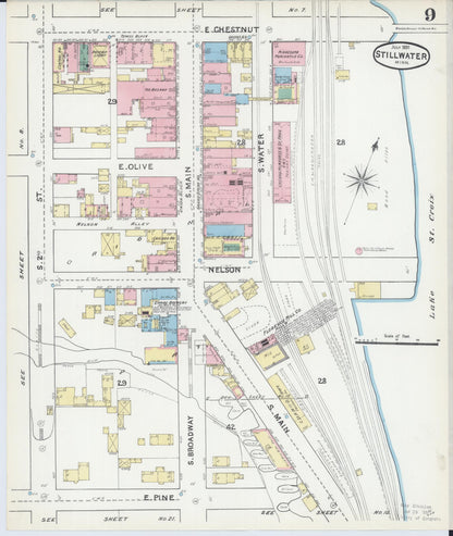 Sanborn Fire Insurance Map from Stillwater, Washington County, Minnesota (1891), Sheet #0009 - Historic Sanborn Fire Insurance Map Print, vintage old map wall art, antique decor, genealogy gift, Minnesota Minnesota map