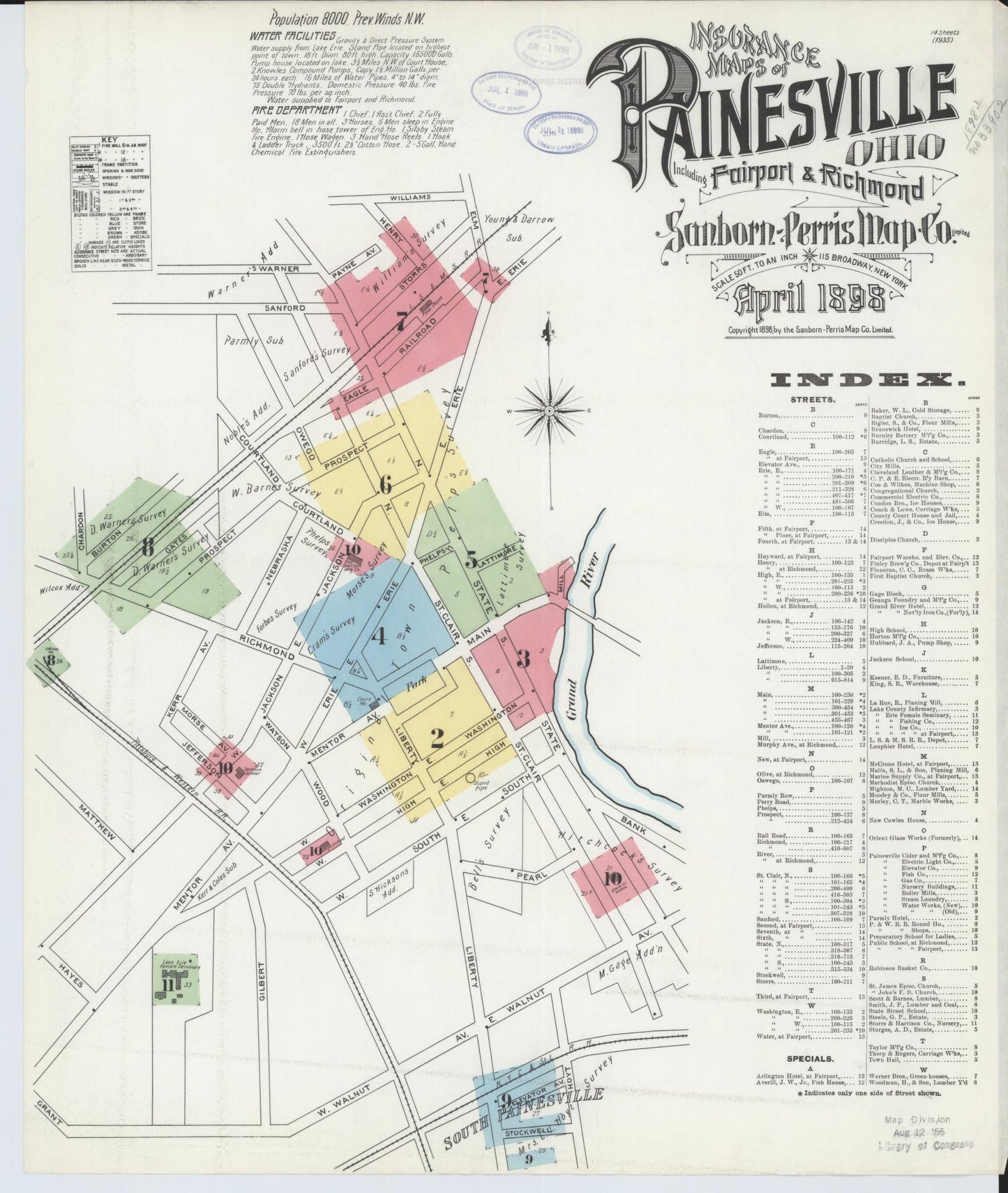 Sanborn Fire Insurance Map from Painesville, Lake County, Ohio (1898), Sheet #0001 - Complete Map Set gallery image, historic Sanborn map, vintage wall art, Ohio Ohio