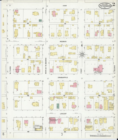 Sanborn Fire Insurance Map from Petersburg, Menard County, Illinois (1909), Sheet #0002 - Complete Map Set gallery image, historic Sanborn map, vintage wall art, Illinois Illinois