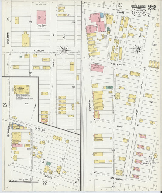 Sanborn Fire Insurance Map from Sharon, Mercer County, Pennsylvania (1903), Sheet #0022 - Historic Sanborn Fire Insurance Map Print, vintage old map wall art, antique decor, genealogy gift, Pennsylvania Pennsylvania map