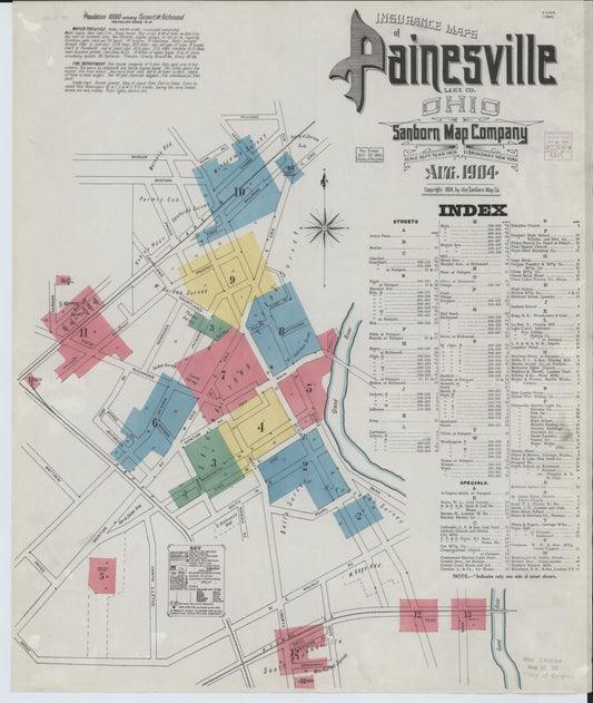 Sanborn Fire Insurance Map from Painesville, Lake County, Ohio (1904), Sheet #0001 - Complete Map Set gallery image, historic Sanborn map, vintage wall art, Ohio Ohio