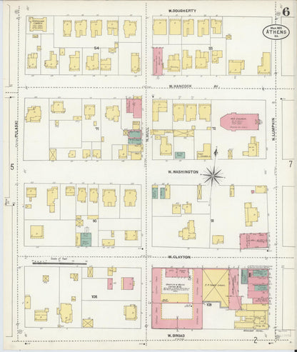 Sanborn Fire Insurance Map from Athens, Clarke County, Georgia (1903), Sheet #0006 - Complete Map Set gallery image, historic Sanborn map, vintage wall art, Georgia Georgia