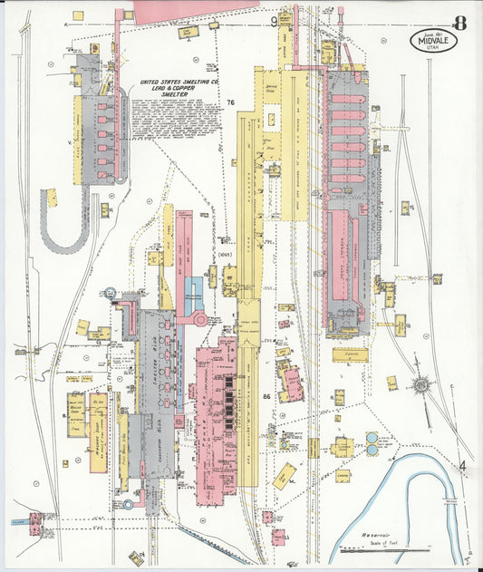 Sanborn Fire Insurance Map from Midvale, Salt Lake County, Utah (1911), Sheet #0008 - Historic Sanborn Fire Insurance Map Print, vintage old map wall art, antique decor, genealogy gift, Utah Utah map