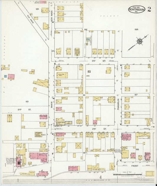 Sanborn Fire Insurance Map from New Freedom, York County, Pennsylvania (1919), Sheet #0002 - Historic Sanborn Fire Insurance Map Print, vintage old map wall art, antique decor, genealogy gift, Pennsylvania Pennsylvania map