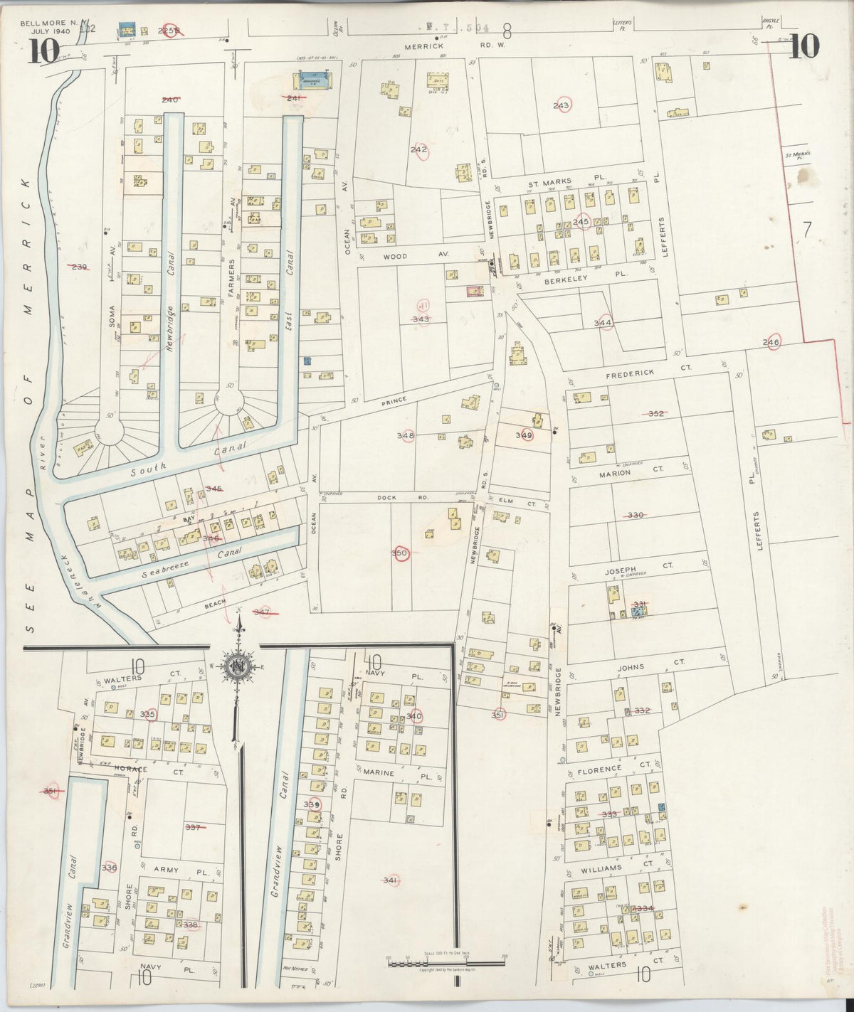 Sanborn Fire Insurance Map from Bellmore, Nassau County, New York (1945), Sheet #0010 - Complete Map Set gallery image, historic Sanborn map, vintage wall art, New York New York