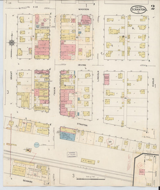Sanborn Fire Insurance Map from Scranton, Greene County, Iowa (1932), Sheet #0002 - Historic Sanborn Fire Insurance Map Print, vintage old map wall art