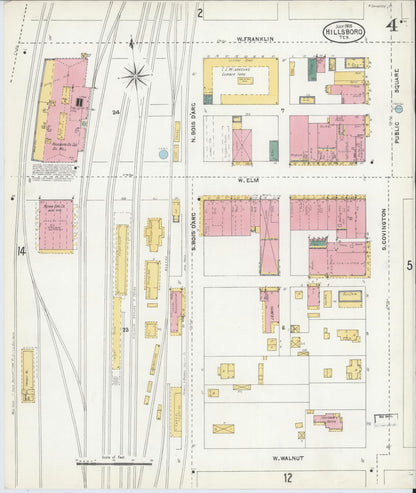 Sanborn Fire Insurance Map from Hillsboro, Hill County, Texas (1905), Sheet #0004 - Complete Map Set gallery image, historic Sanborn map, vintage wall art, Texas Texas