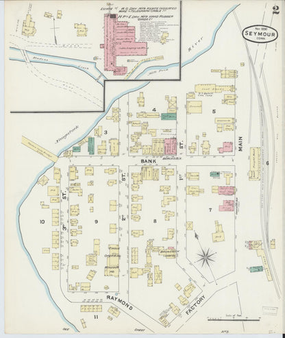 Sanborn Fire Insurance Map from Seymour, New Haven County, Connecticut (1890), Sheet #0002 - Complete Map Set gallery image, historic Sanborn map, vintage wall art, Connecticut Connecticut