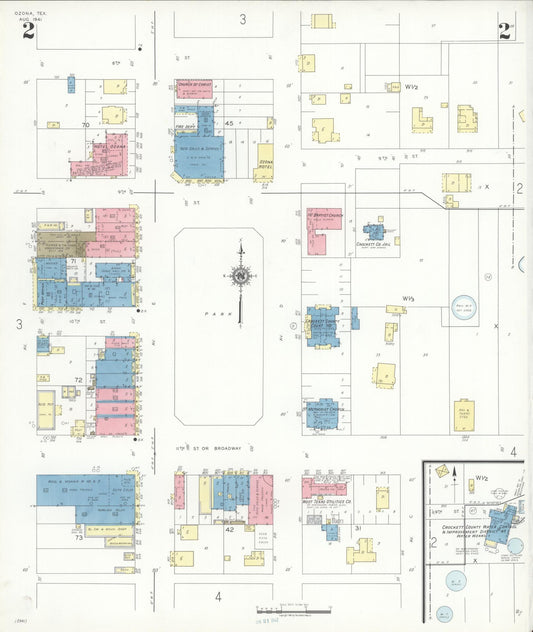 Sanborn Fire Insurance Map from Ozona, Crockett County, Texas (1941), Sheet #0002 - Historic Sanborn Fire Insurance Map Print, vintage old map wall art, antique decor, genealogy gift, Texas Texas map