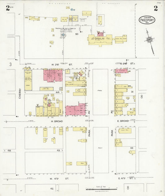 Sanborn Fire Insurance Map from Freeport, Brazoria County, Texas (1926), Sheet #0002 - Historic Sanborn Fire Insurance Map Print, vintage old map wall art, antique decor, genealogy gift, Texas Texas map