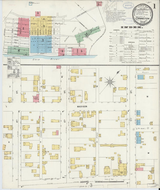 Sanborn Fire Insurance Map from Cannelton, Perry County, Indiana (1898), Sheet #0001 - Historic Sanborn Fire Insurance Map Print, vintage old map wall art, antique decor, genealogy gift, Indiana Indiana map