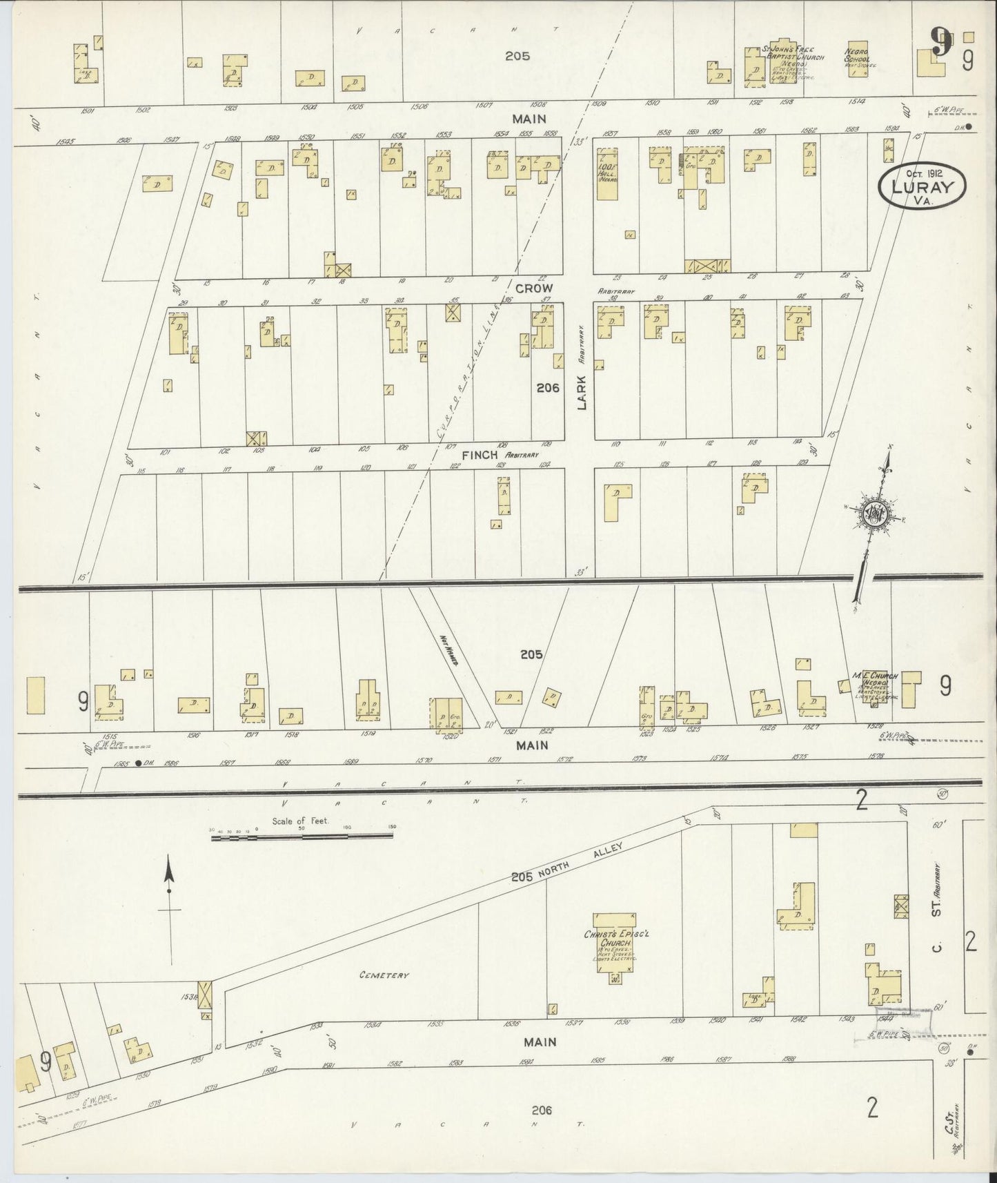 Sanborn Fire Insurance Map from Luray, Page County, Virginia (1912), Sheet #0009 - Complete Map Set gallery image, historic Sanborn map, vintage wall art, Virginia Virginia
