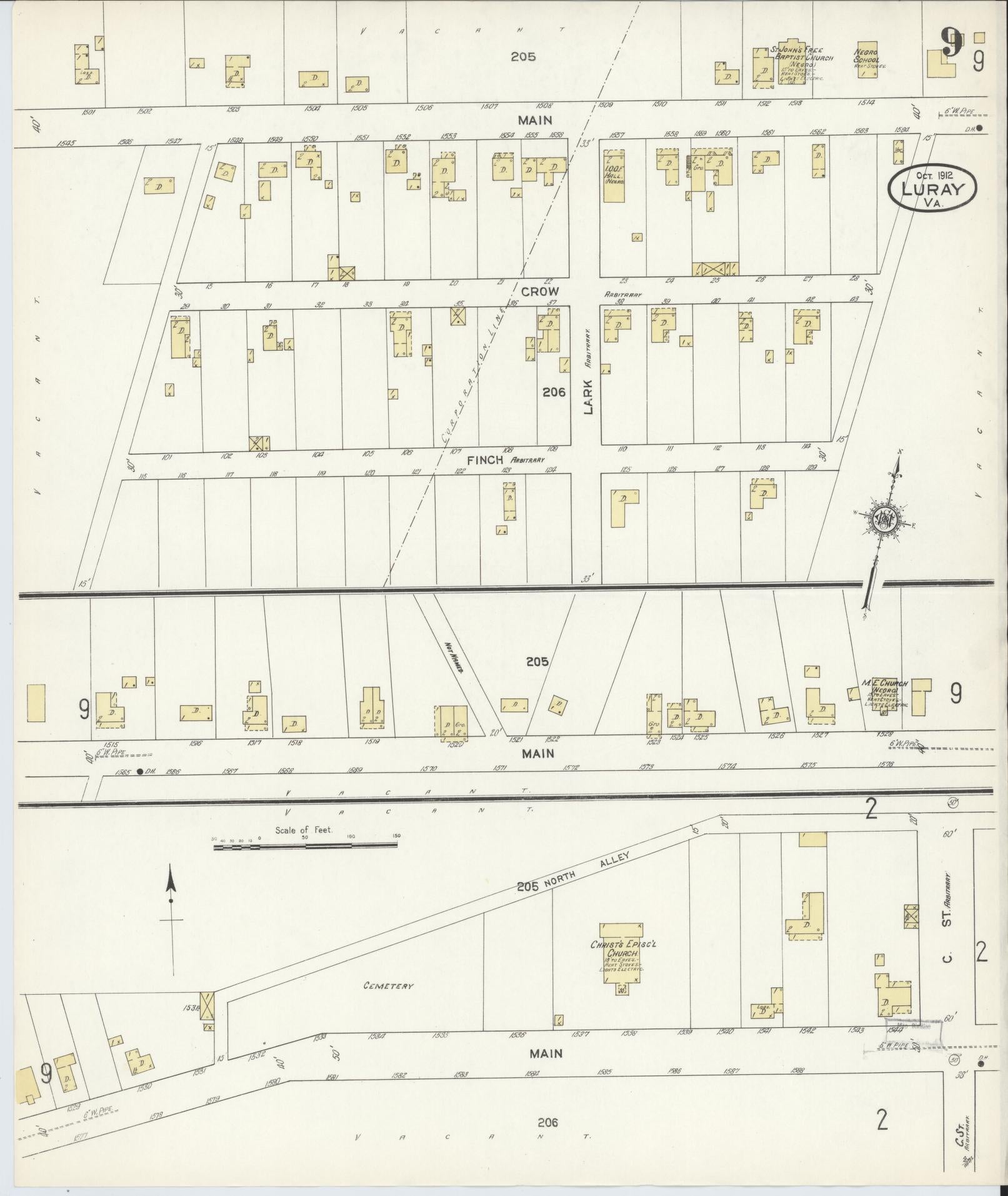 Sanborn Fire Insurance Map from Luray, Page County, Virginia (1912), Sheet #0009 - Complete Map Set gallery image, historic Sanborn map, vintage wall art, Virginia Virginia