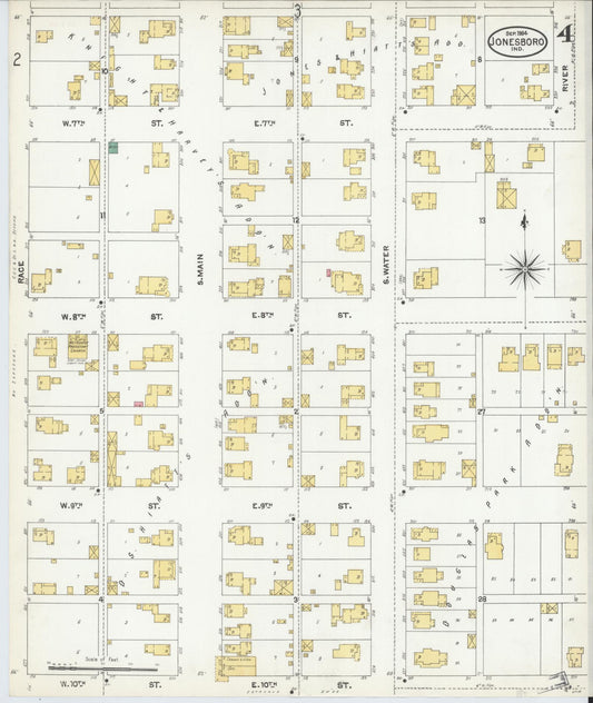 Sanborn Fire Insurance Map from Jonesboro, Grant County, Indiana (1904), Sheet #0004 - Historic Sanborn Fire Insurance Map Print, vintage old map wall art, antique decor, genealogy gift, Indiana Indiana map