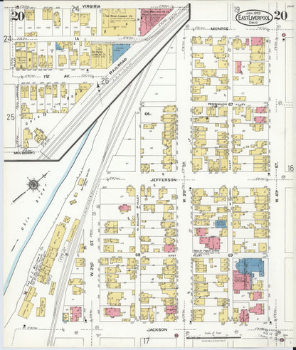 Sanborn Fire Insurance Map from East Liverpool, Columbiana County, Ohio (1923), Sheet #0020 - Complete Map Set gallery image, historic Sanborn map, vintage wall art, Ohio Ohio