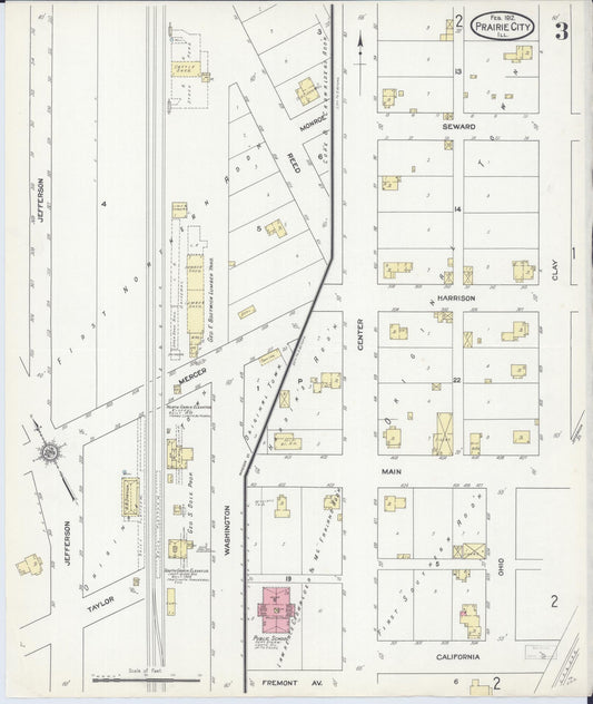 Sanborn Fire Insurance Map from Prairie City, Mcdonough County, Illinois (1912), Sheet #0003 - Historic Sanborn Fire Insurance Map Print, vintage old map wall art, antique decor, genealogy gift, Illinois Illinois map