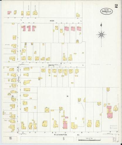 Sanborn Fire Insurance Map from Danville, Boyle County, Kentucky (1908), Sheet #0002 - Complete Map Set gallery image, historic Sanborn map, vintage wall art, Kentucky Kentucky
