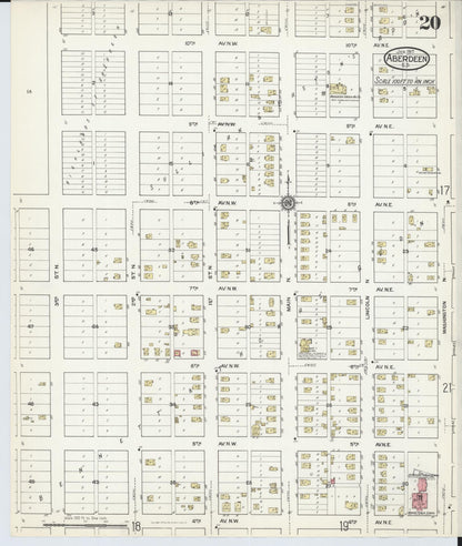 Sanborn Fire Insurance Map from Aberdeen, Brown County, South Dakota (1917), Sheet #0020 - Complete Map Set gallery image, historic Sanborn map, vintage wall art, South Dakota South Dakota