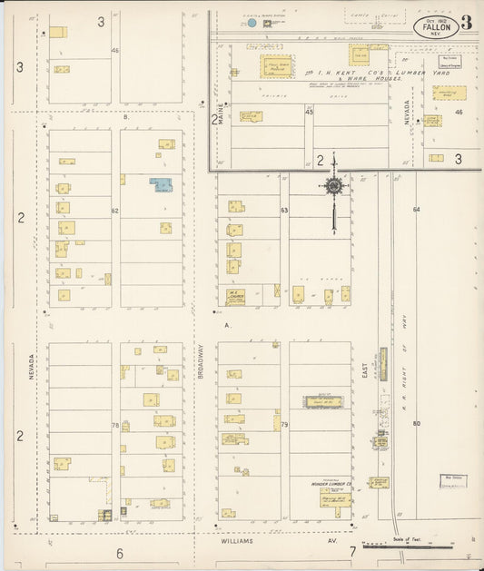 Sanborn Fire Insurance Map from Fallon, Churchill County, Nevada (1912), Sheet #0003 - Historic Sanborn Fire Insurance Map Print, vintage old map wall art, antique decor, genealogy gift, Nevada Nevada map