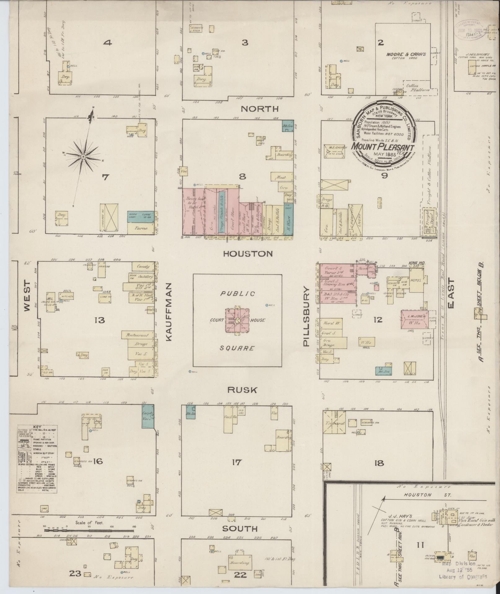Sanborn Fire Insurance Map from Mount Pleasant, Titus County, Texas. (1885) – Historic Sanborn Fire Insurance Map Print