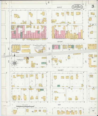 Sanborn Fire Insurance Map from Chatsworth, Livingston County, Illinois (1906), Sheet #0003 - Historic Sanborn Fire Insurance Map Print, vintage old map wall art, antique decor, genealogy gift, Illinois Illinois map