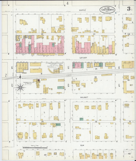 Sanborn Fire Insurance Map from Chatsworth, Livingston County, Illinois (1906), Sheet #0003 - Historic Sanborn Fire Insurance Map Print, vintage old map wall art, antique decor, genealogy gift, Illinois Illinois map