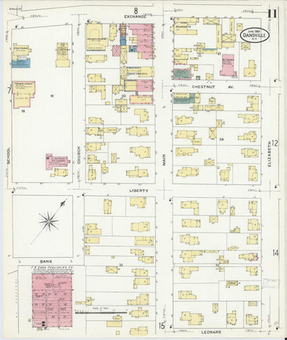 Sanborn Fire Insurance Map from Dansville, Livingston County, New York (1909), Sheet #0011 - Historic Sanborn Fire Insurance Map Print, vintage old map wall art, antique decor, genealogy gift, New York New York map