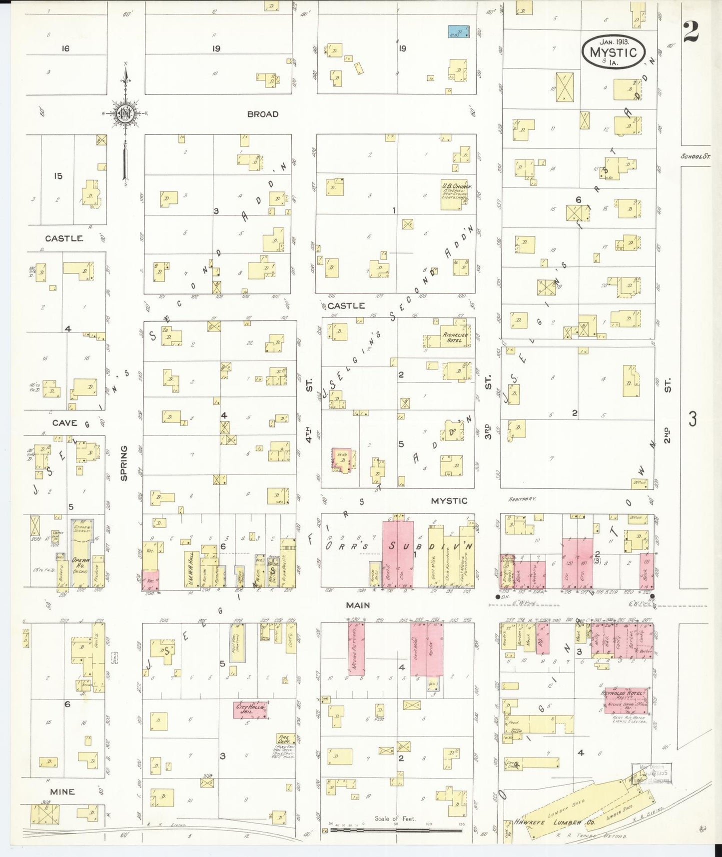 Sanborn Fire Insurance Map from Mystic, Appanoose County, Iowa (1913), Sheet #0002 - Historic Sanborn Fire Insurance Map Print
