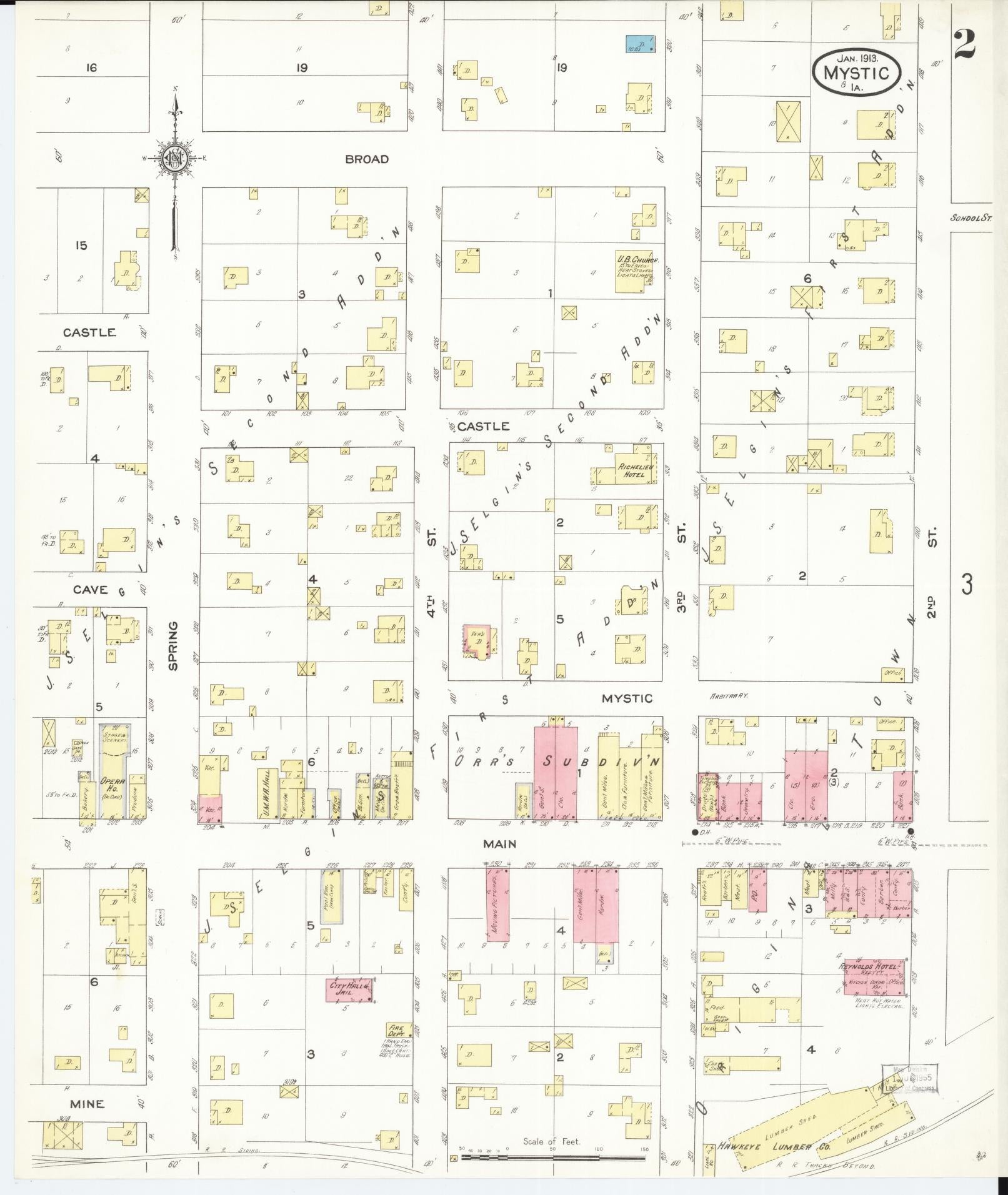 Sanborn Fire Insurance Map from Mystic, Appanoose County, Iowa (1913), Sheet #0002 - Historic Sanborn Fire Insurance Map Print
