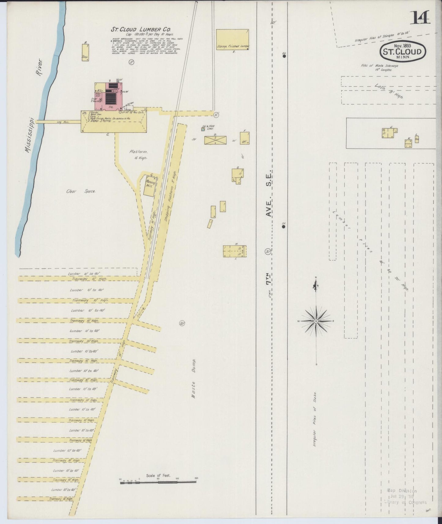 Sanborn Fire Insurance Map from Saint Cloud, Stearns, Benton, and Sherburne Counties, Minnesota (1893), Sheet #0014 - Complete Map Set gallery image, historic Sanborn map, vintage wall art, Minnesota Minnesota
