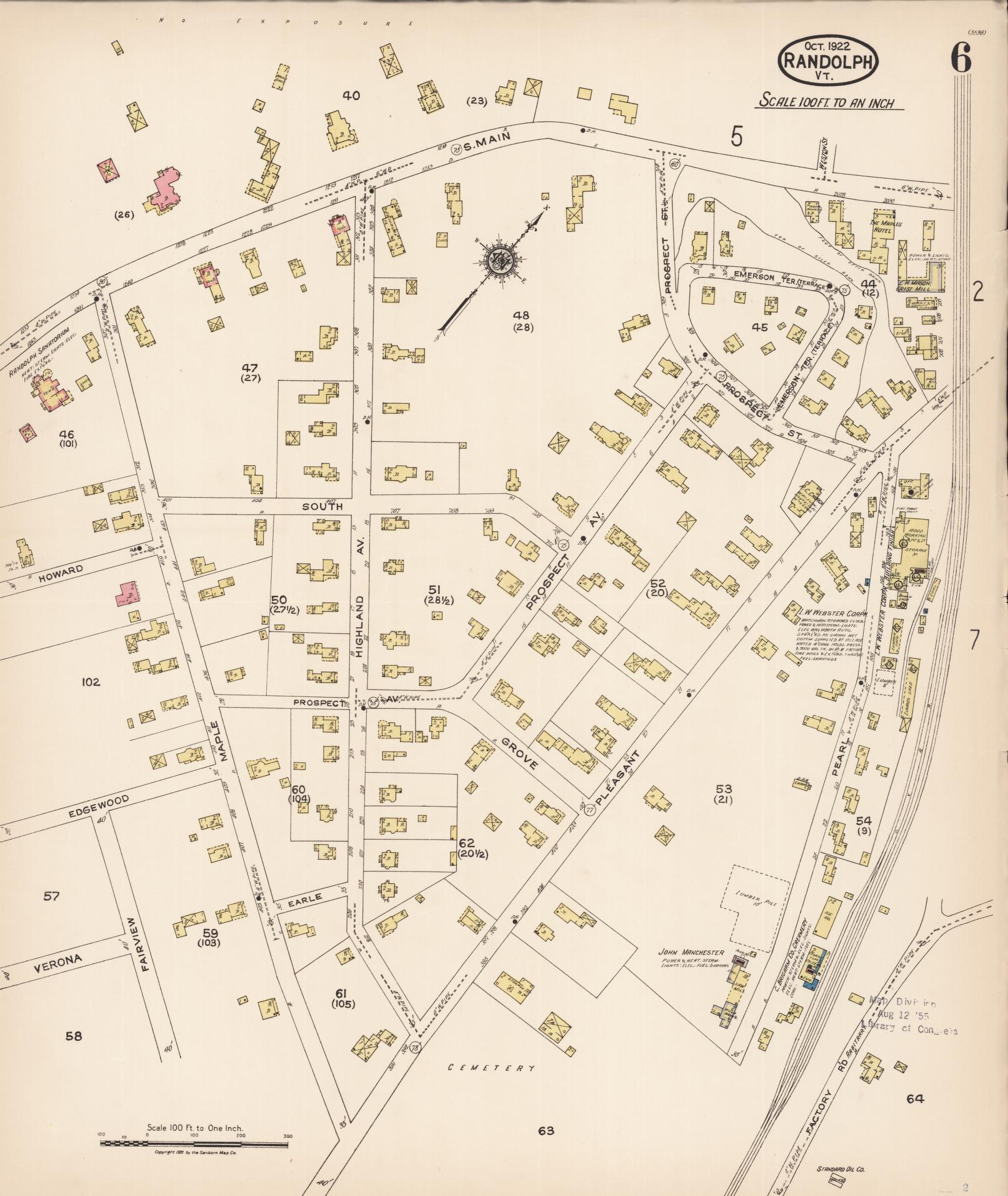 Sanborn Fire Insurance Map from Randolph, Orange County, Vermont (1922), Sheet #0006 - Complete Map Set gallery image, historic Sanborn map, vintage wall art, Vermont Vermont