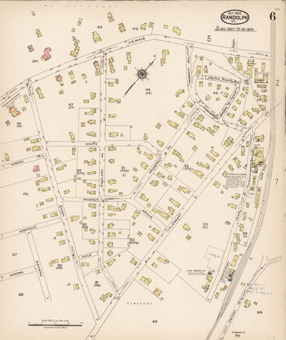 Sanborn Fire Insurance Map from Randolph, Orange County, Vermont (1922), Sheet #0006 - Complete Map Set gallery image, historic Sanborn map, vintage wall art, Vermont Vermont