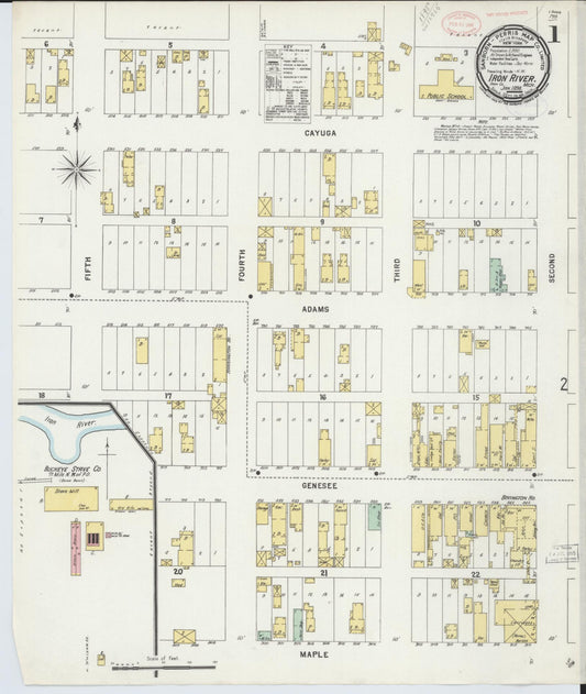 Sanborn Fire Insurance Map from Iron River, Iron County, Michigan (1898), Sheet #0001 - Complete Map Set gallery image, historic Sanborn map, vintage wall art, Michigan Michigan
