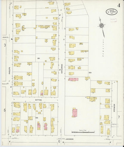 Sanborn Fire Insurance Map from Lyons, Wayne County, New York (1911), Sheet #0004 - Complete Map Set gallery image, historic Sanborn map, vintage wall art, New York New York
