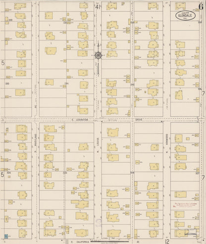 Sanborn Fire Insurance Map from Glendale, Los Angeles County, California (1919), Sheet #0006 - Complete Map Set gallery image, historic Sanborn map, vintage wall art, California California