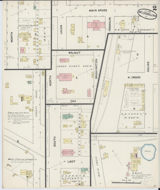 Sanborn Fire Insurance Map from Mount Sterling, Brown County, Illinois (1890), Sheet #0002 - Historic Sanborn Fire Insurance Map Print, vintage old map wall art, antique decor, genealogy gift, Illinois Illinois map
