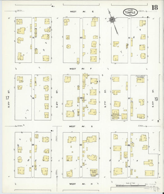 Sanborn Fire Insurance Map from Temple, Bell County, Texas (1910), Sheet #0018 - Historic Sanborn Fire Insurance Map Print, vintage old map wall art, antique decor, genealogy gift, Texas Texas map