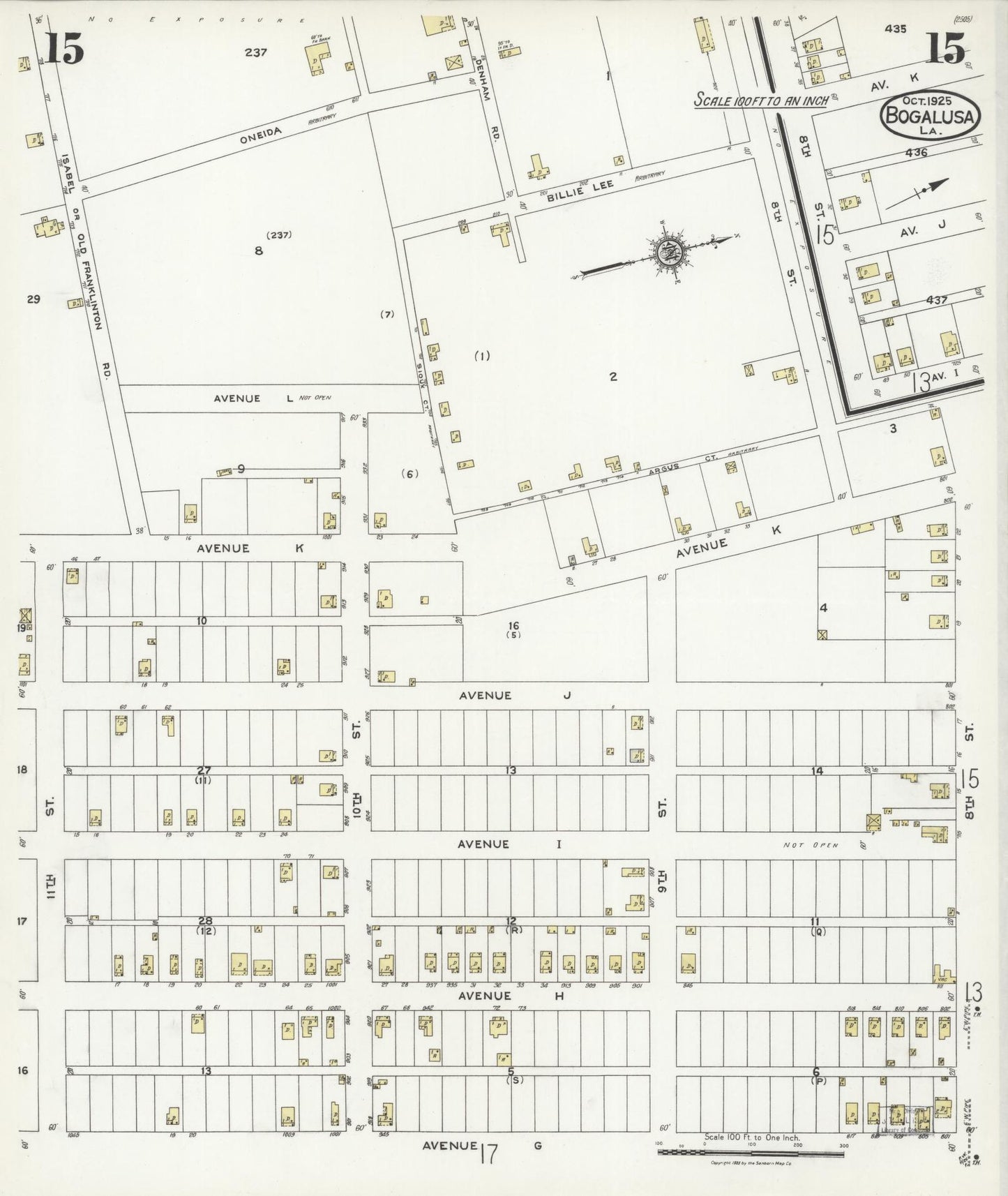 Sanborn Fire Insurance Map from Bogalusa, Washington Parish, Louisiana (1925), Sheet #0015 - Complete Map Set gallery image, historic Sanborn map, vintage wall art, Louisiana Louisiana