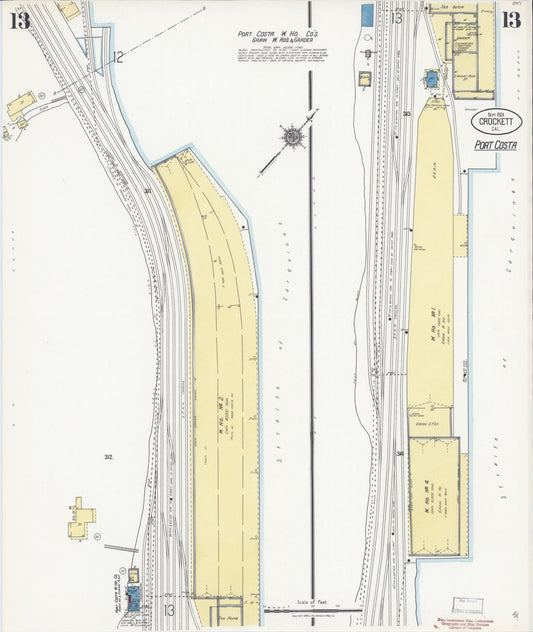 Sanborn Fire Insurance Map from Crockett, Contra Costa County, California (1924), Sheet #0013 - Historic Sanborn Fire Insurance Map Print, vintage old map wall art, antique decor, genealogy gift, California California map