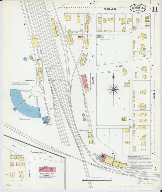 Sanborn Fire Insurance Map from Albert Lea, Freeborn County, Minnesota (1905), Sheet #0011 - Historic Sanborn Fire Insurance Map Print, vintage old map wall art, antique decor, genealogy gift, Minnesota Minnesota map