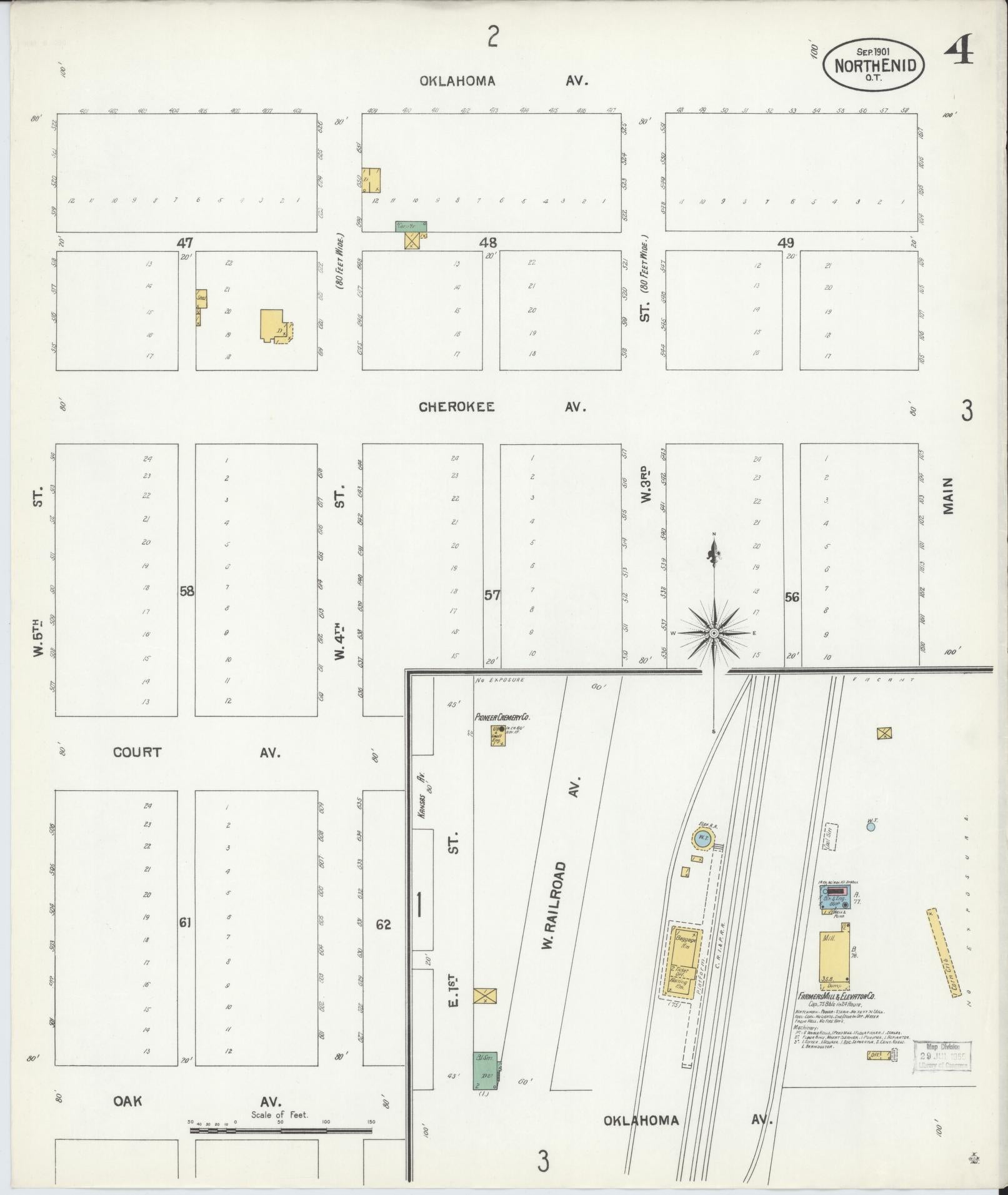 Sanborn Fire Insurance Map from North Enid, Garfield County, Oklahoma (1901), Sheet #0004 - Complete Map Set gallery image, historic Sanborn map, vintage wall art, Oklahoma Oklahoma