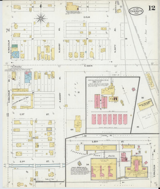 Sanborn Fire Insurance Map from Chanute, Neosho County, Kansas (1906), Sheet #0012 - Historic Sanborn Fire Insurance Map Print, vintage old map wall art, antique decor, genealogy gift, Kansas Kansas map
