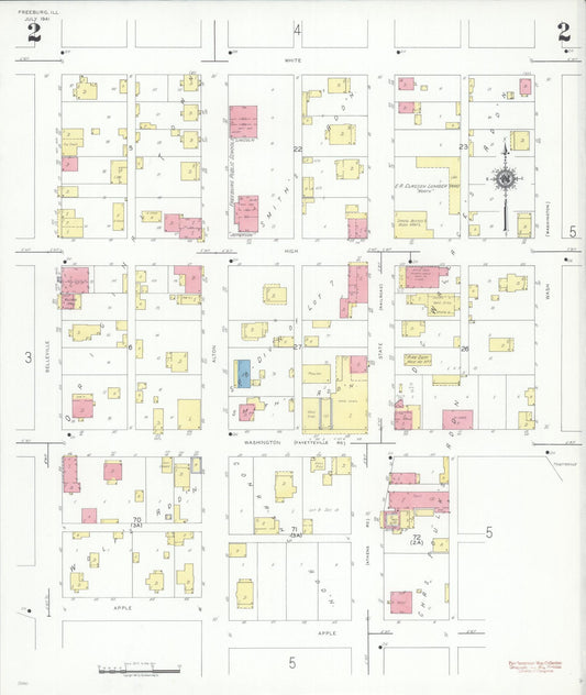 Sanborn Fire Insurance Map from Freeburg, Saint Clair County, Illinois (1941), Sheet #0002 - Historic Sanborn Fire Insurance Map Print, vintage old map wall art, antique decor, genealogy gift, Illinois Illinois map