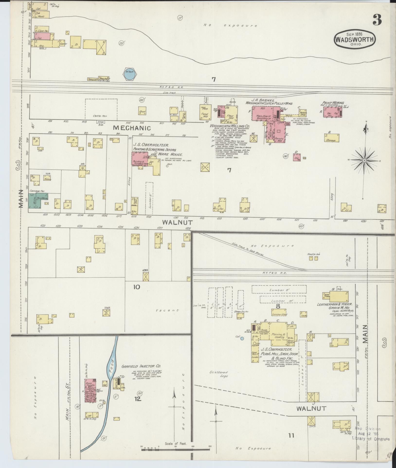 Sanborn Fire Insurance Map from Wadsworth, Medina County, Ohio (1893), Sheet #0003 - Complete Map Set gallery image, historic Sanborn map, vintage wall art, Ohio Ohio